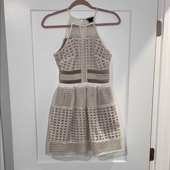 White Mesh Halter Dress - Picture 1 of 6